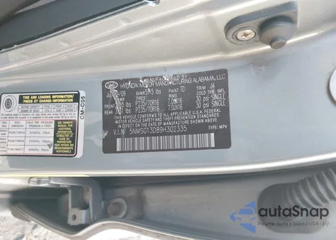 2009 Hyundai Santa Fe Gls from USA, damaged, VIN 5NMSG13D89H302335